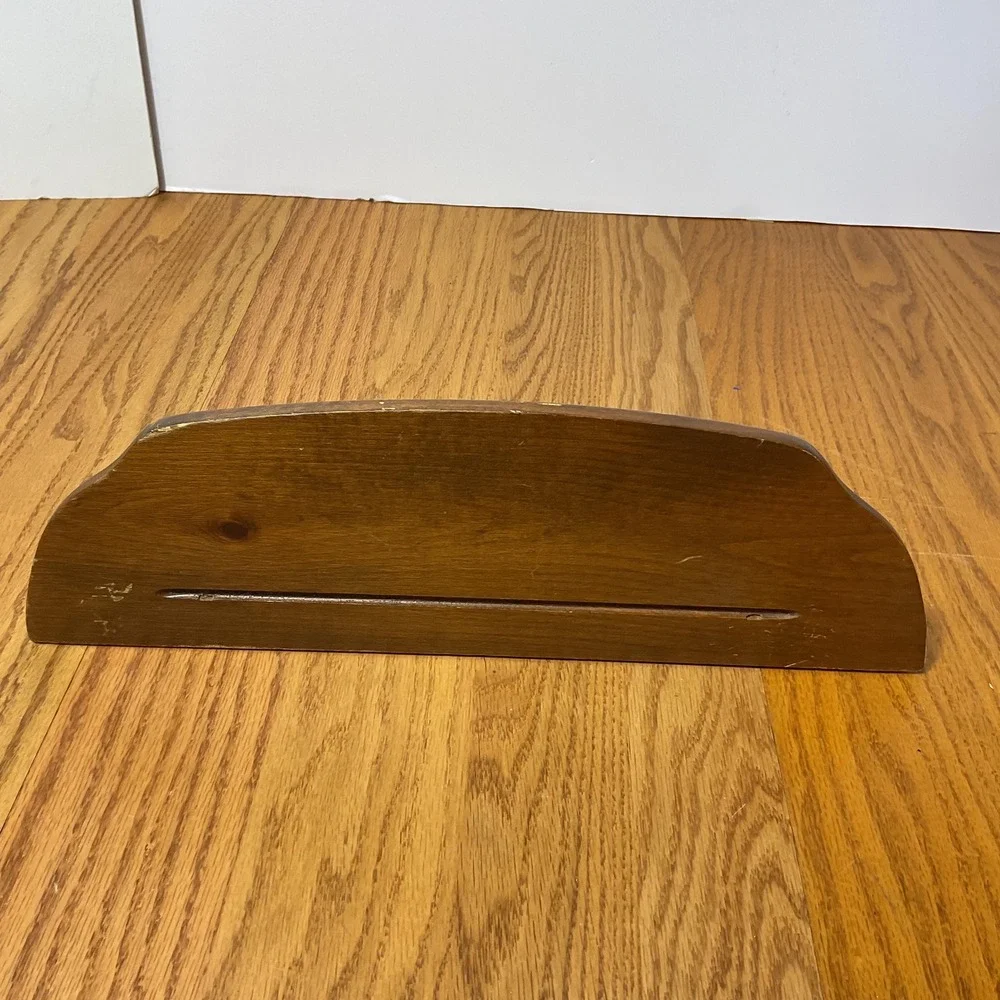 Vintage Wood Wall Shelf, 18 Inch Brown Display Ledge with Curved Brackets